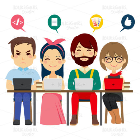 Coworking Center Team Clipart Vector Illustration 02189