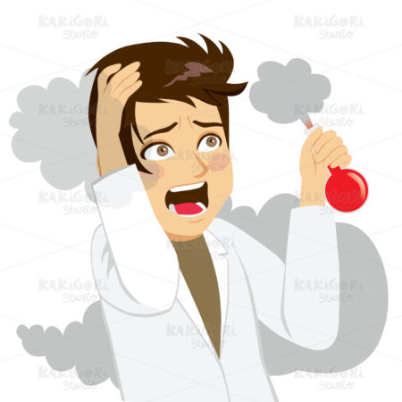 Crazy Shouting Scientist Clipart Vector Illustration 04541