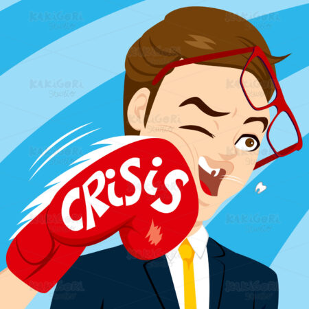 Crisis Punch Businessman Clipart Vector Illustration 02825