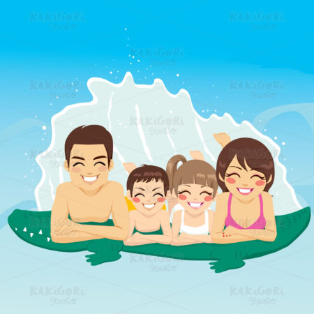 Crocodile Tube Family Vacation Clipart Vector Illustration 01565