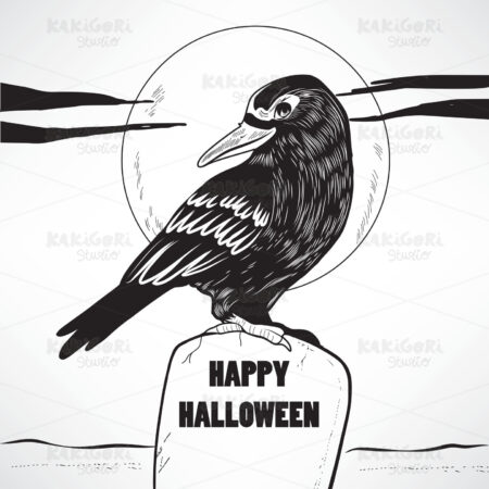 Crow Halloween Grave Clipart Vector Illustration 03762