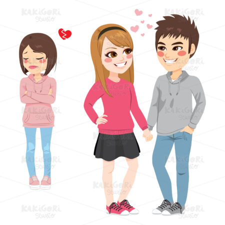 Crying Broken Heart Girl Clipart Vector Illustration 03291