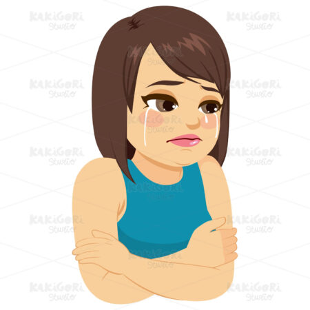 Crying Girl Clipart Vector Illustration 03789