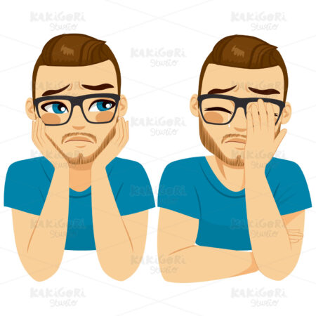 Crying Sad Man Clipart Vector Illustration 02786