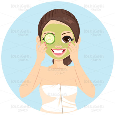 Cucumber Slices Woman Clipart Vector Illustration 03306