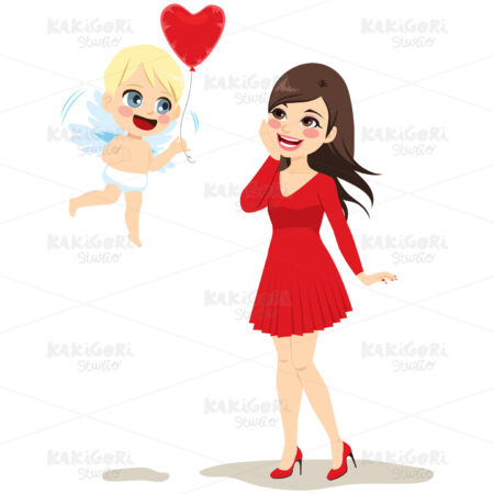 Cupid Delivering Love Clipart Vector Illustration 03948
