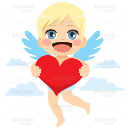 Cupid Holding Heart Clipart Vector Illustration 03937