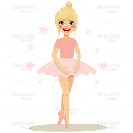 Cute Ballerina Girl Clipart Vector Illustration 04051