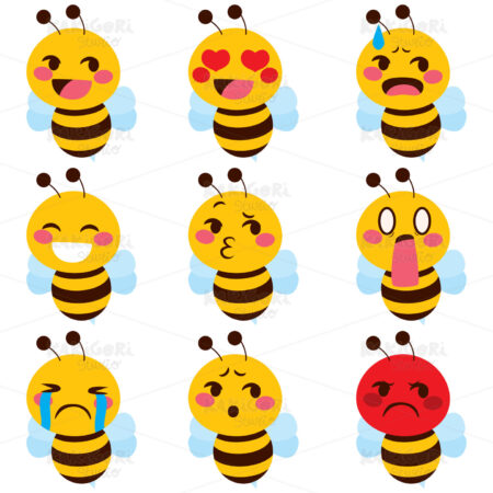 Cute Bee emoji Clipart Vector Illustration 03352