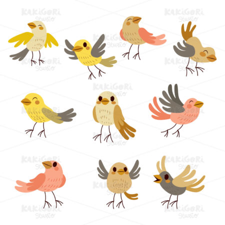Cute Birds Collection Clipart Vector Illustration 02299