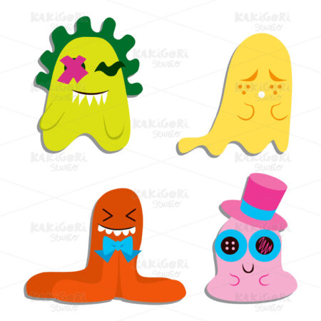 Cute Blobby Monsters Clipart Vector Illustration 00369