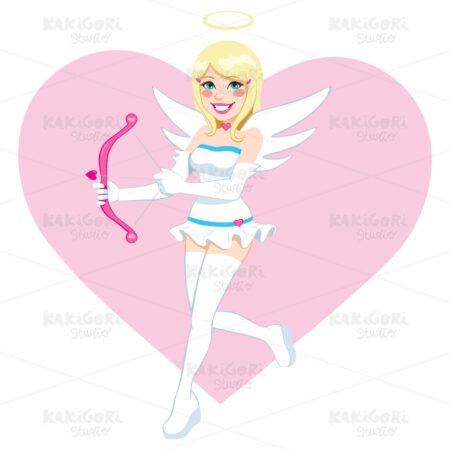 Cute Blonde Angel Cupid Clipart Vector Illustration 01027