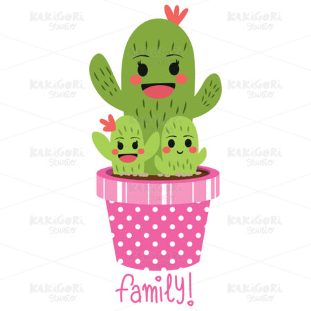 Cute Cactus Family Clipart Vector Illustration 03966