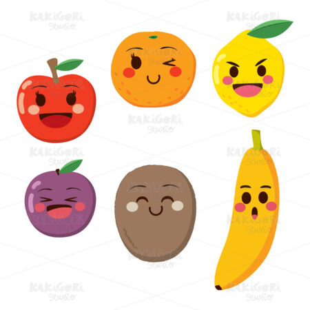 Cute Cartoon Fruits Clipart Vector Illustration 03502