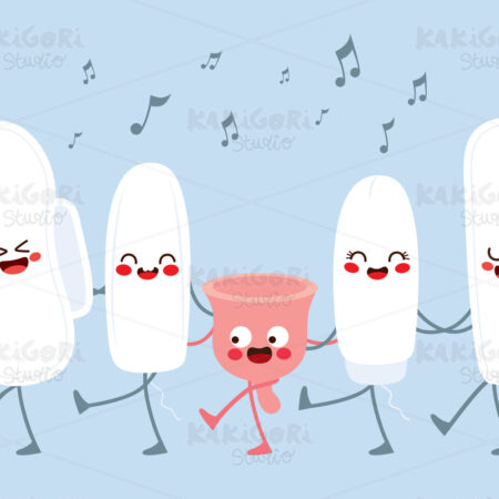 Cute Characters Female Hygiene Menstruation Clipart Vector Illustration 05044
