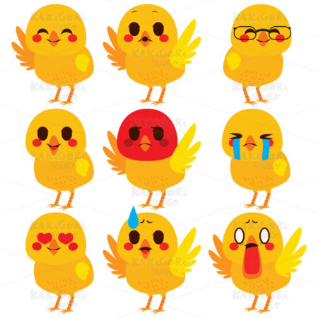 Cute Chick Emoji Expressions Clipart Vector Illustration 03354