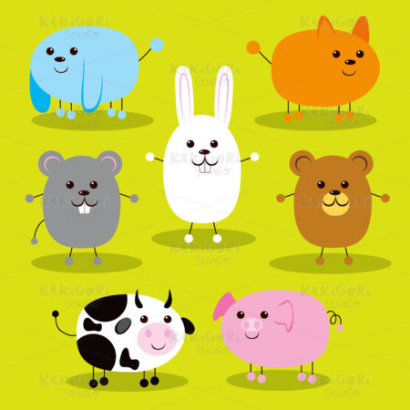 Cute Ellipse Animals Clipart Vector Illustration 00370