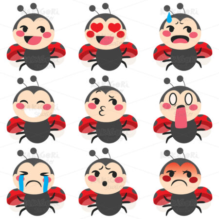 Cute Emoji Ladybug Clipart Vector Illustration 04587