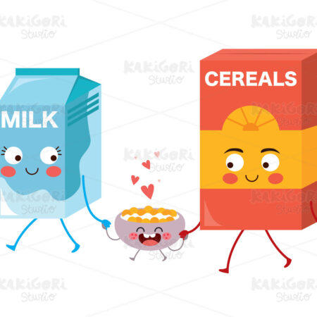Cute Food Milk Cereals Family Clipart Vector Illustration 04989