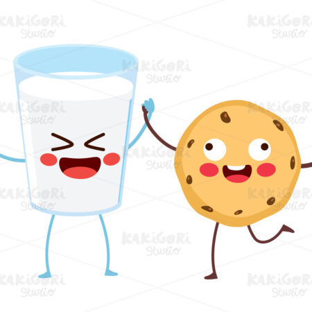 Cute Food Milk Cookie Characters Clipart Vector Illustration 04991