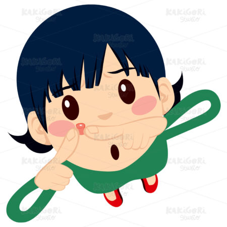 Cute Girl Squeezing Pimple Clipart Vector Illustration 01272