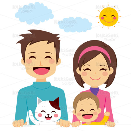 Cute Happy Family Clipart Vector Illustration 02540