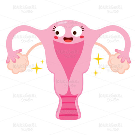 Cute Happy Human Uterus Character Clipart Vector Illustration 05046