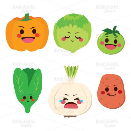 Cute Happy Vegetables Clipart Vector Illustration 03504