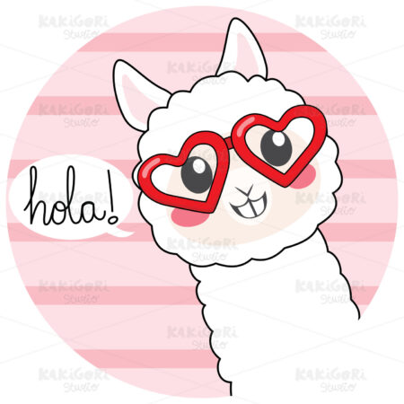Cute Hola Llama Clipart Vector Illustration 04665