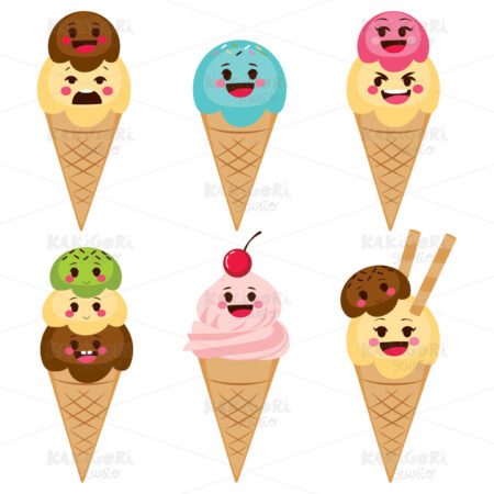 Cute Ice Cream Collection Clipart Vector Illustration 03473