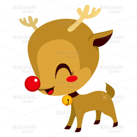 Cute Little Rudolph Reindeer Clipart Vector Illustration 01203