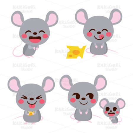 Cute Mouse Set Clipart Vector Illustration 04641