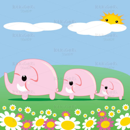Cute Pink Elephants Clipart Vector Illustration 00605