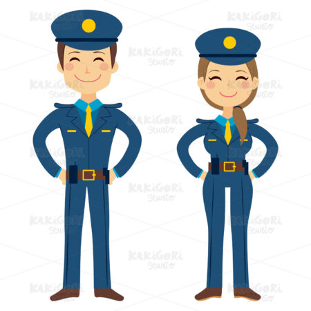 Cute Police Agents Clipart Vector Illustration 02193