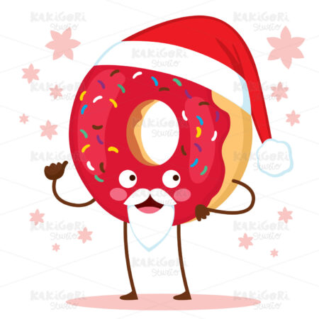 Cute Santa Claus Doughnut Character Clipart Vector Illustration 05153