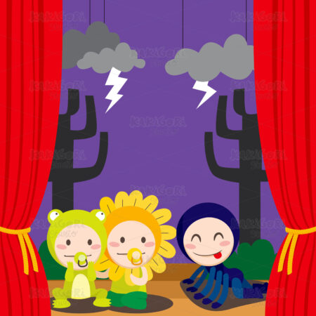 Cute Scary Theater Clipart Vector Illustration 00459