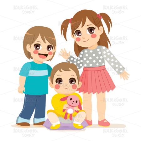 Cute Siblings Clipart Vector Illustration 03528