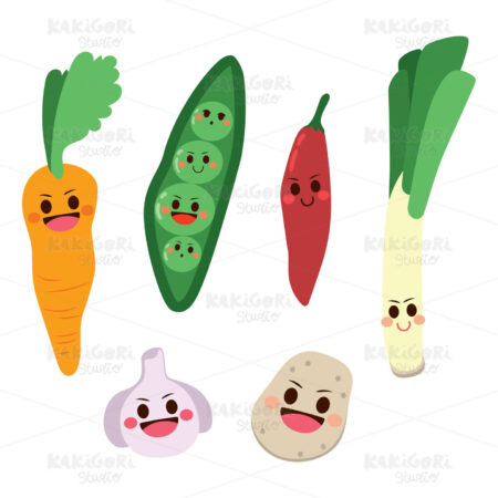 Cute Vegetable Characters Clipart Vector Illustration 03488