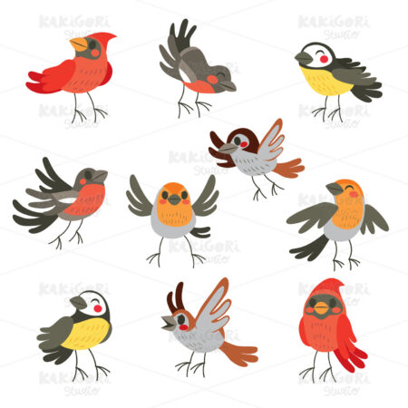 Cute Winter Birds Collection Clipart Vector Illustration 05165