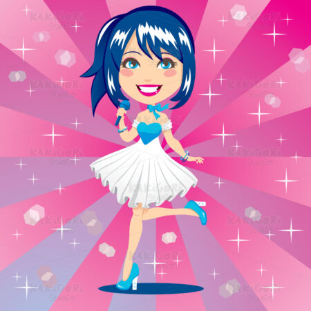 Cute Woman Singer Clipart Vector Illustration 00765