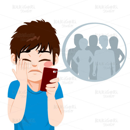 Cyber Bullying Boy Clipart Vector Illustration 03580