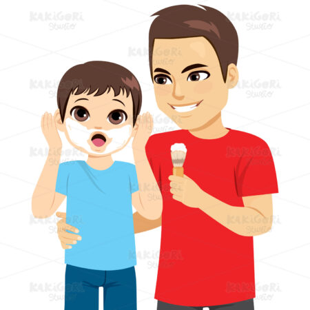 Dad And Son First Shaving Clipart Vector Illustration 04752