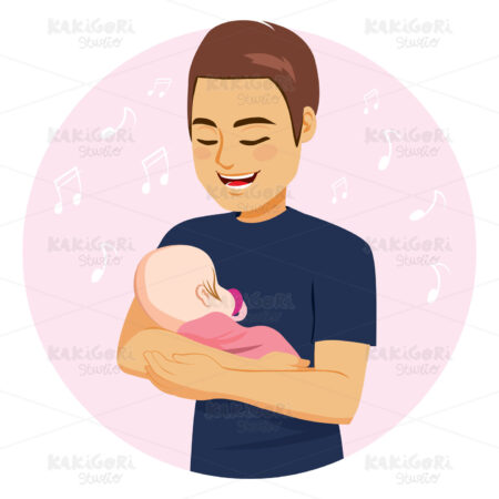 Dad Singing Baby Girl Clipart Vector Illustration 04036