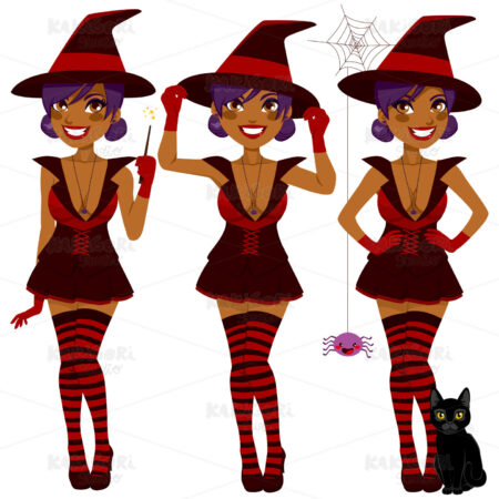 Dark Sexy Black Witch Clipart Vector Illustration 01745