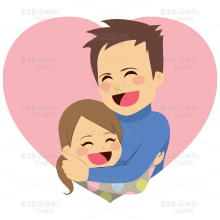 Daughter Hugging Father Clipart Vector Illustration 03422