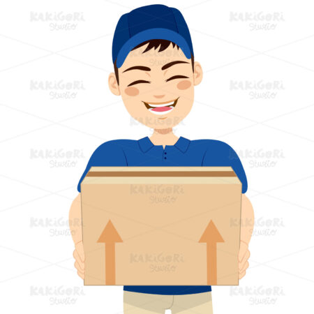 Delivery Man Delivering Mail Package Clipart Vector Illustration 02133