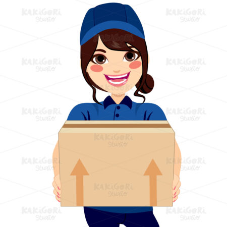 Delivery Service Girl Clipart Vector Illustration 02911