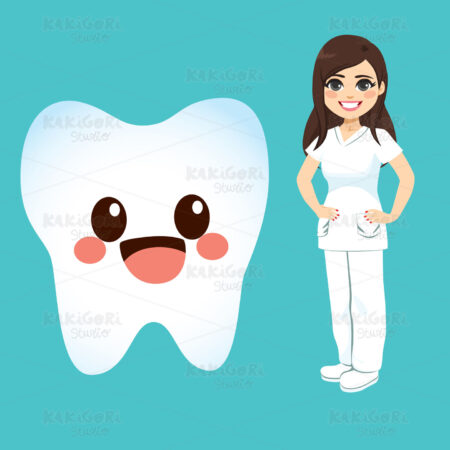 Dentist Female And Tooth Clipart Vector Illustration 04464