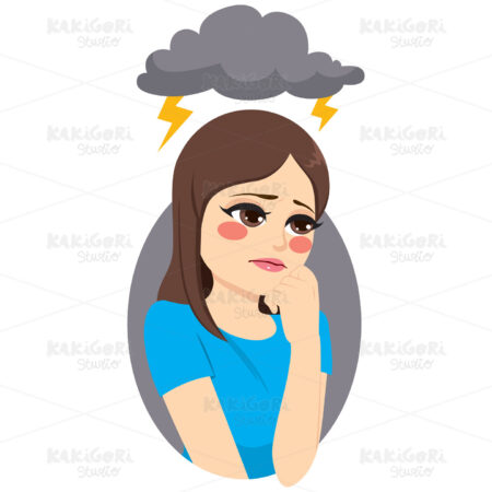 Depressed Sad Girl Clipart Vector Illustration 04151
