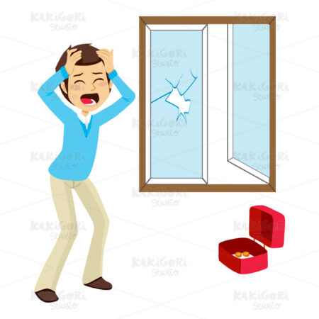 Desperate Burglary Victim Clipart Vector Illustration 00830